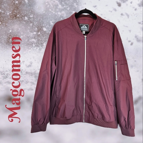 Magcomsen Jacket Mens Sz 2XL Maroon Lightweight Bomber Water Resist Outdoors - Picture 1 of 13